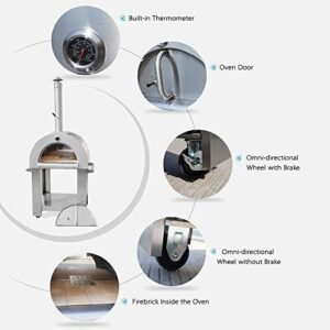 THOR Kitchen Stainless Steel Wood Burning Outdoor Pizza Oven